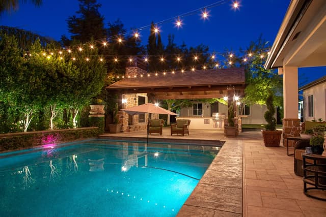 Backyard string lights